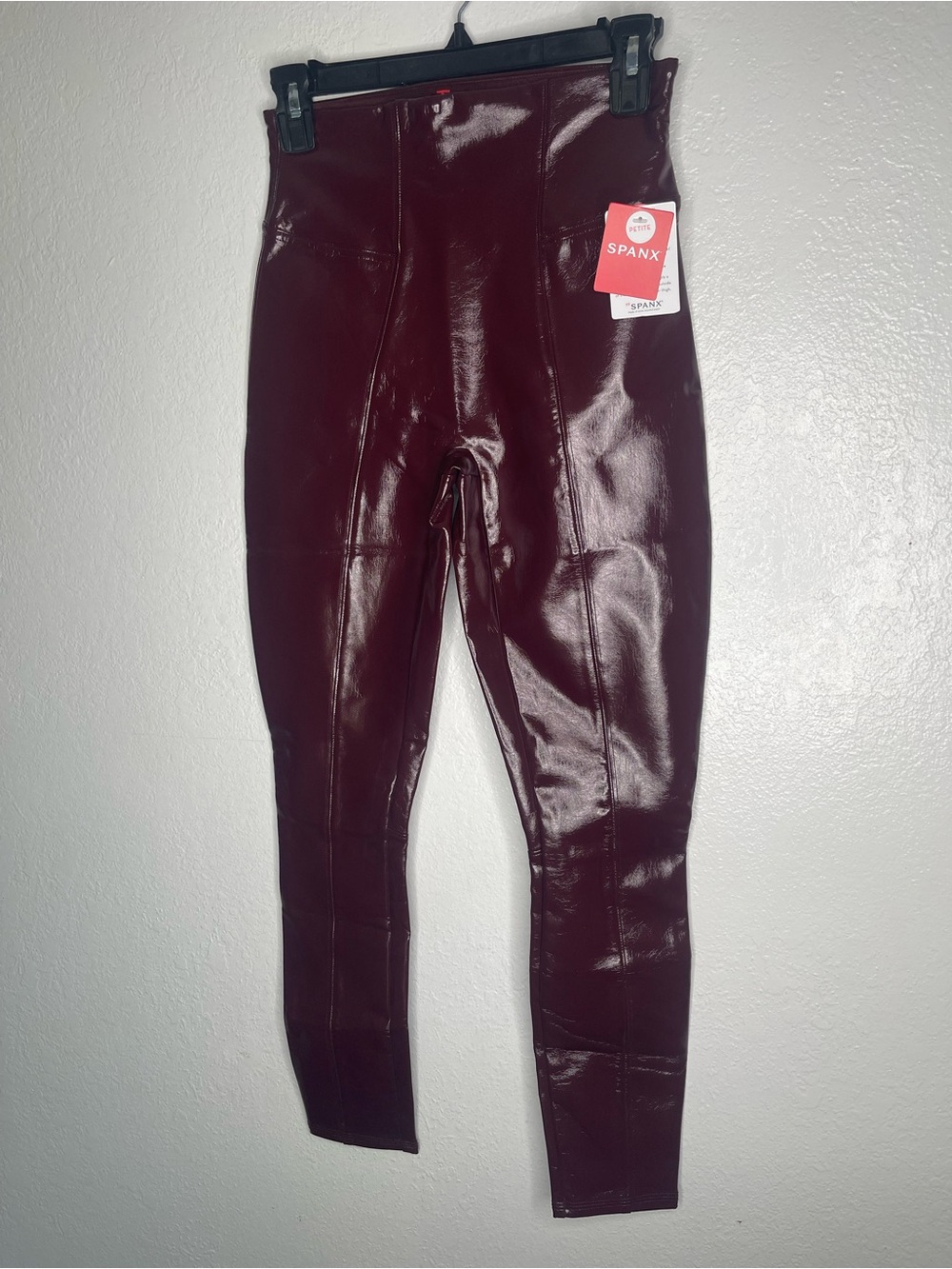 SPANX Faux Patent Leather Leggings Ruby Petite Small NWT